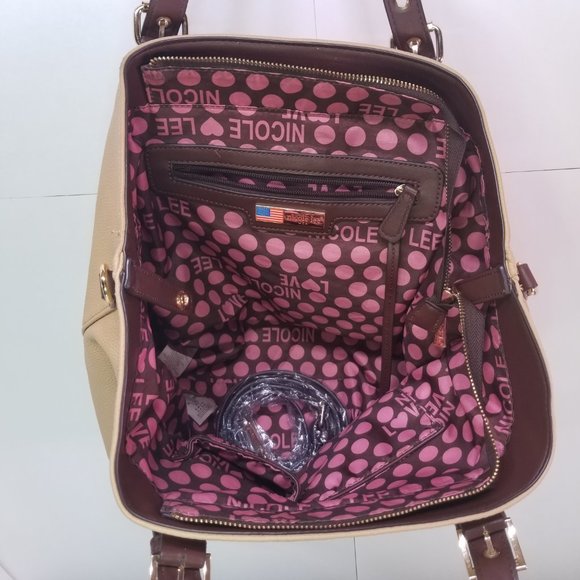 Nicole Lee Large Bag Tote Faux Bag Beige/Brown - Picture 4 of 10